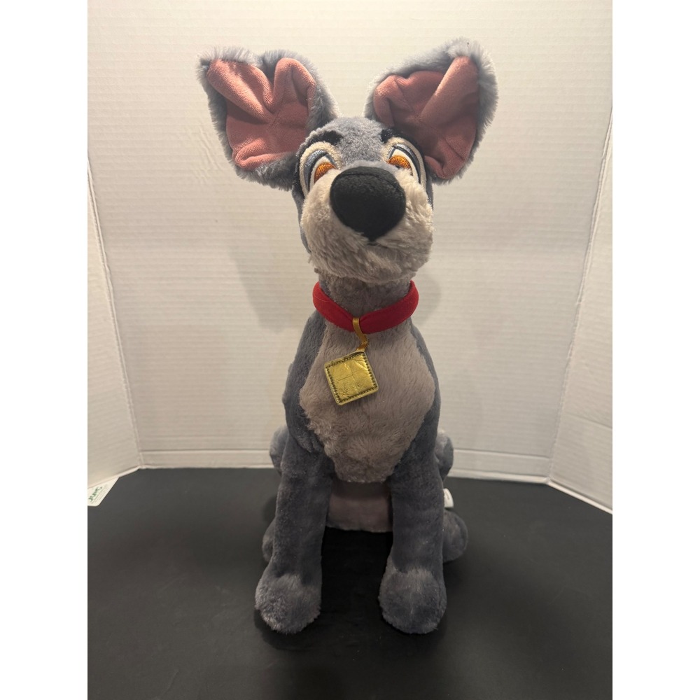 15" Disney Tramp Gray Dog Lady and the Tramp Plush Stuffed Animal Sitting R11